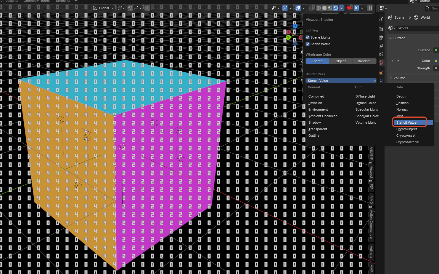 Viewport stencil value preview