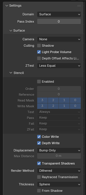 Material surface render-state controls