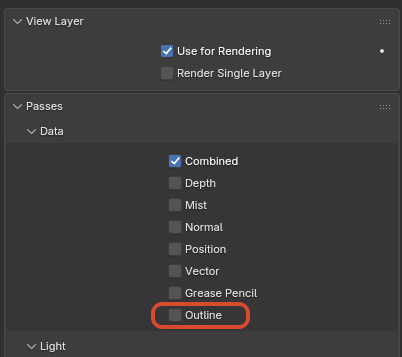 Outline render pass in View Layer Properties